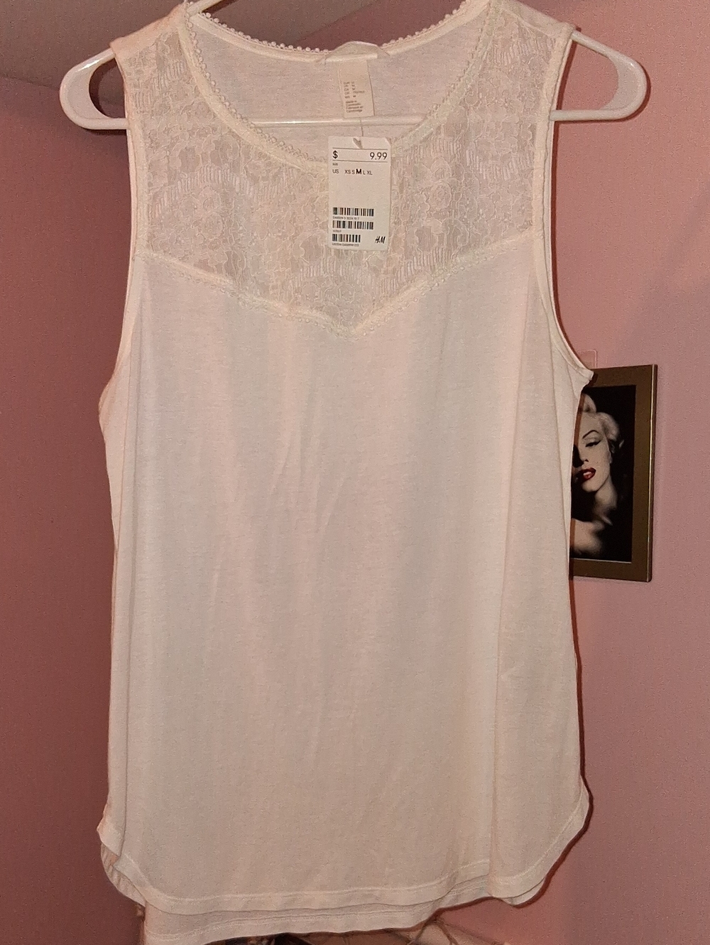 H&M Cream Lace Yoke Tank Top
